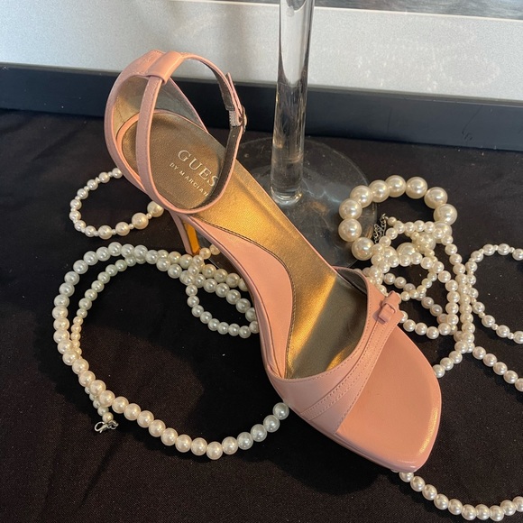 Guess Cassandra LT Pink Leather Ankle Strap Heels - Picture 4 of 11